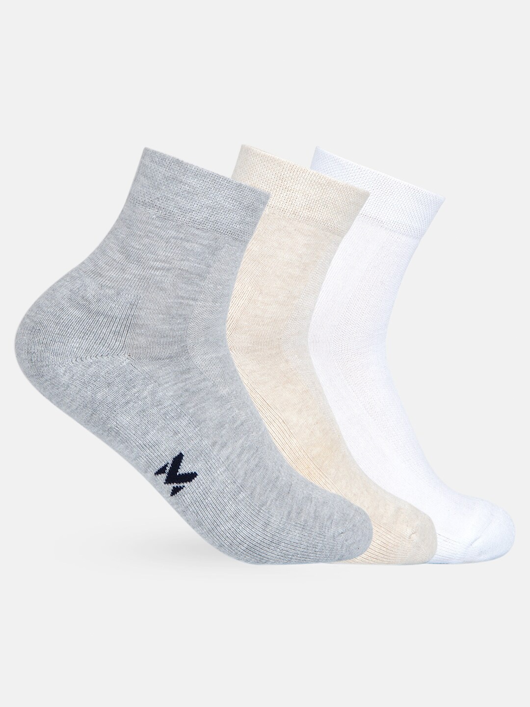 

VINENZIA Women Pack Of 3 Organic Cotton Ankle-Length Socks, Grey