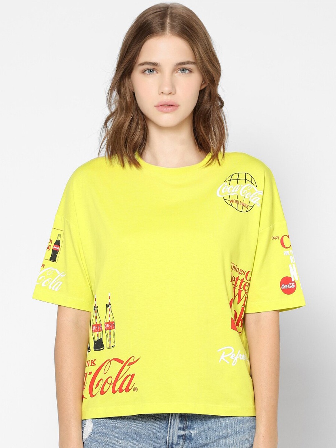 

ONLY Women Yellow & Red Printed T-shirt