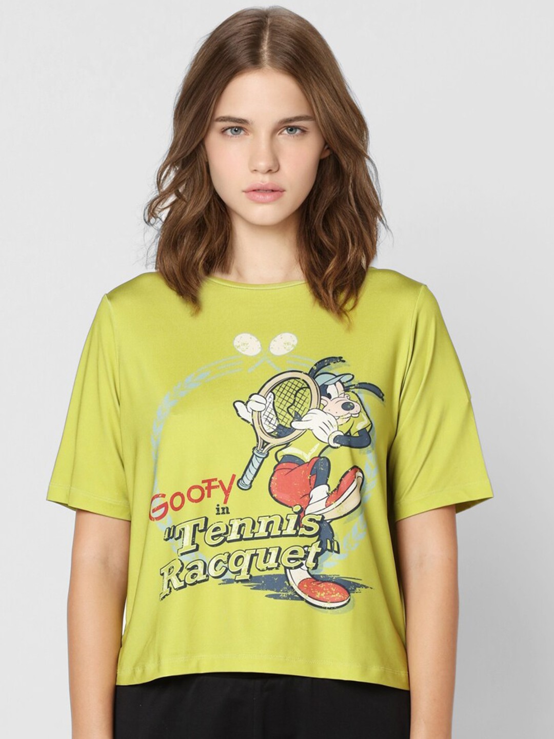 

ONLY Women Green & Red Typography Printed T-shirt