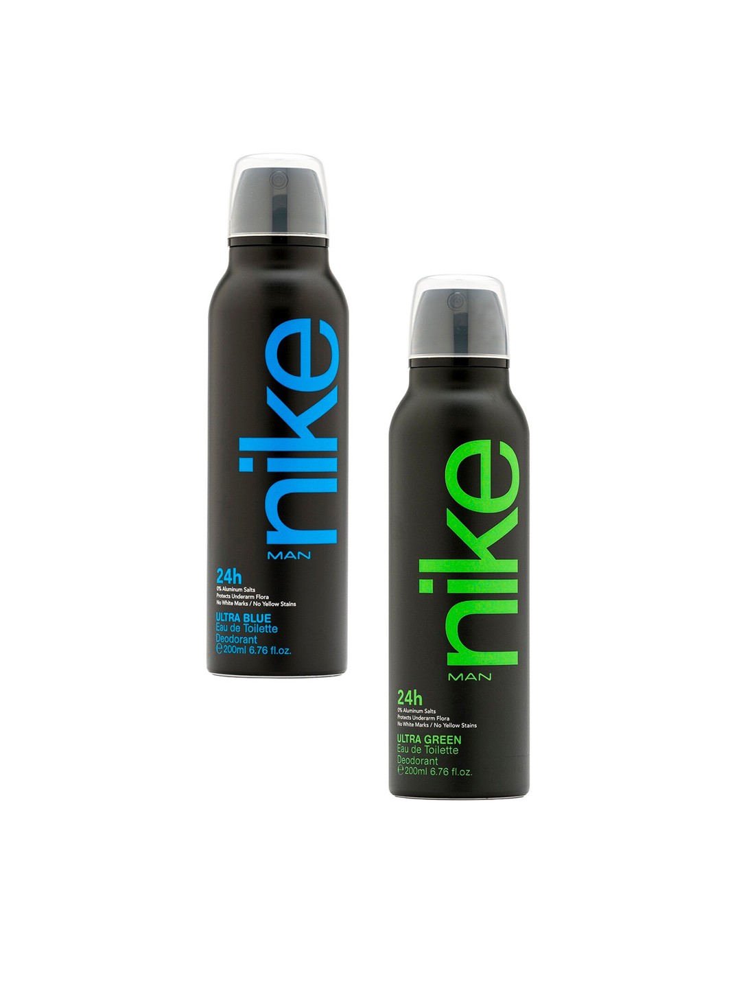 

Nike Men Set of 2 Green & Blue Eau de Toilette Deodorants - 200 ml Each, Transparent
