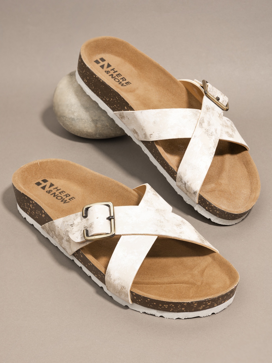

HERE&NOW Women Beige & Brown Solid Flats