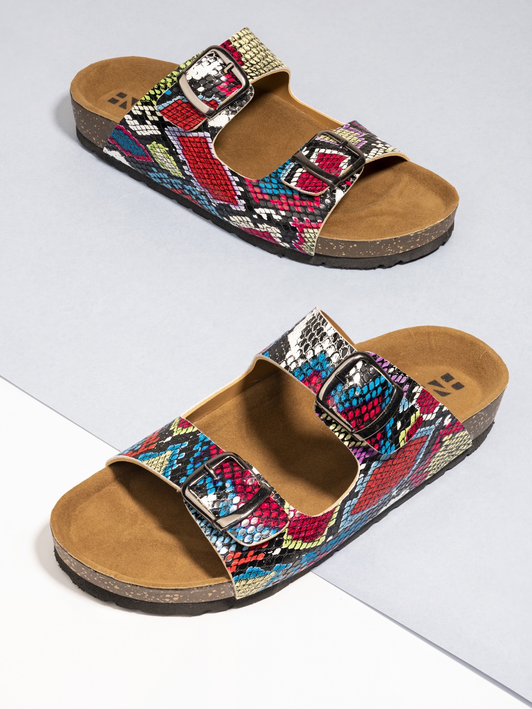 

HERE&NOW Women Multicoloured Slip-On sliders, Multi