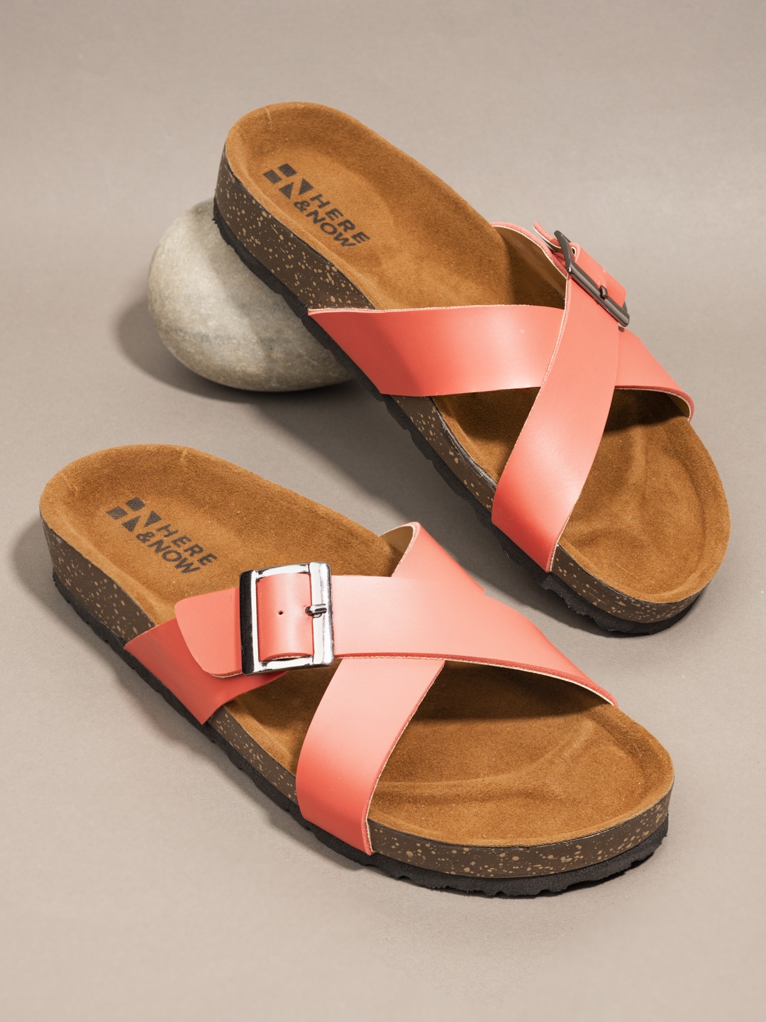

HERE&NOW Women Pink & Brown Solid Flats