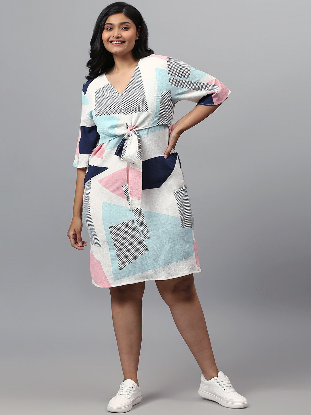 

Instafab Plus Multicoloured A-Line Dress, Multi