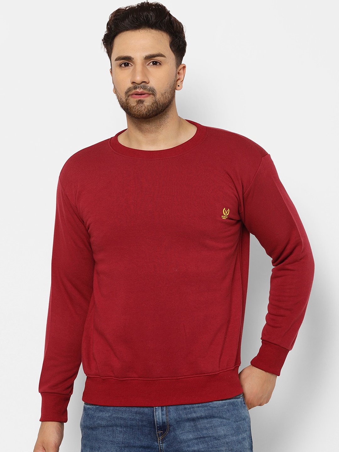 

VIMAL JONNEY Men Maroon Sweatshirt