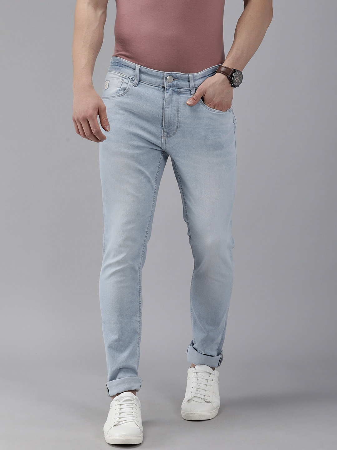 

U S Polo Assn Denim Co Men Light Blue Skinny Fit Heavy Fade Stretchable Jeans