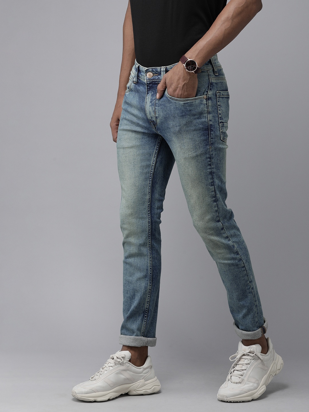 

U S Polo Assn Denim Co Men Blue Skinny Fit Heavy Fade Acid Wash Stretchable Jeans