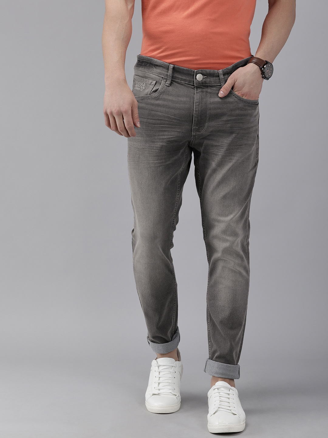

U S Polo Assn Denim Co Men Grey Skinny Fit Light Fade Stretchable Jeans