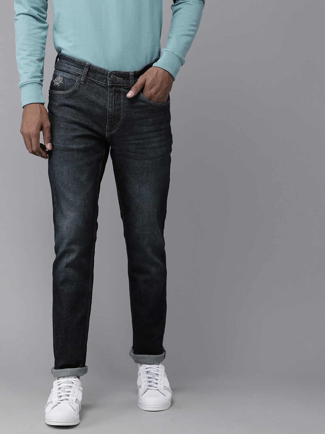 

U S Polo Assn Denim Co Men Dark Blue Slim Fit Heavy Fade Stretchable Jeans