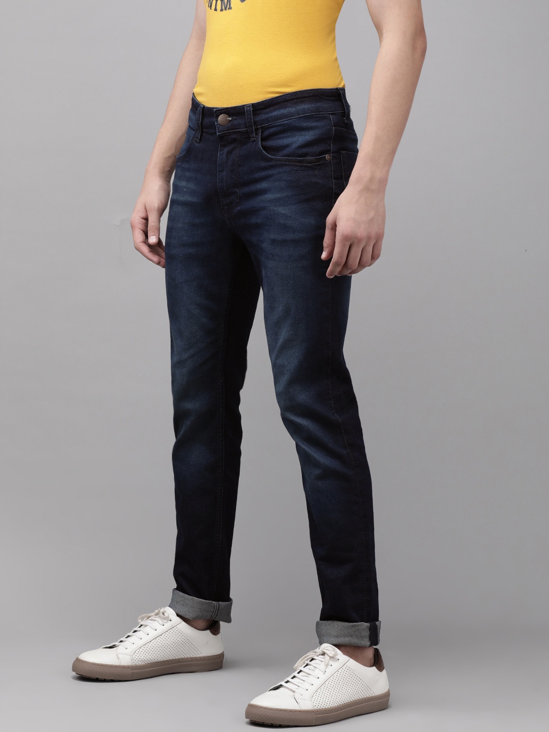 

U S Polo Assn Denim Co Men Navy Blue Skinny Fit Mid-Rise Light Fade Stretchable Jeans