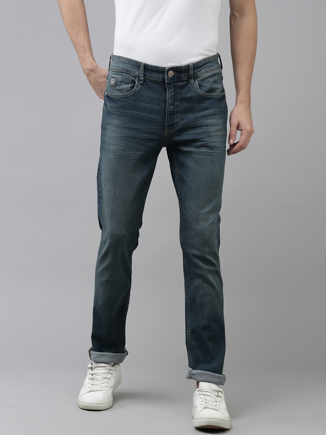 

U S Polo Assn Denim Co Men Blue Skinny Fit Mid-Rise Heavy Fade Clean Look Jeans