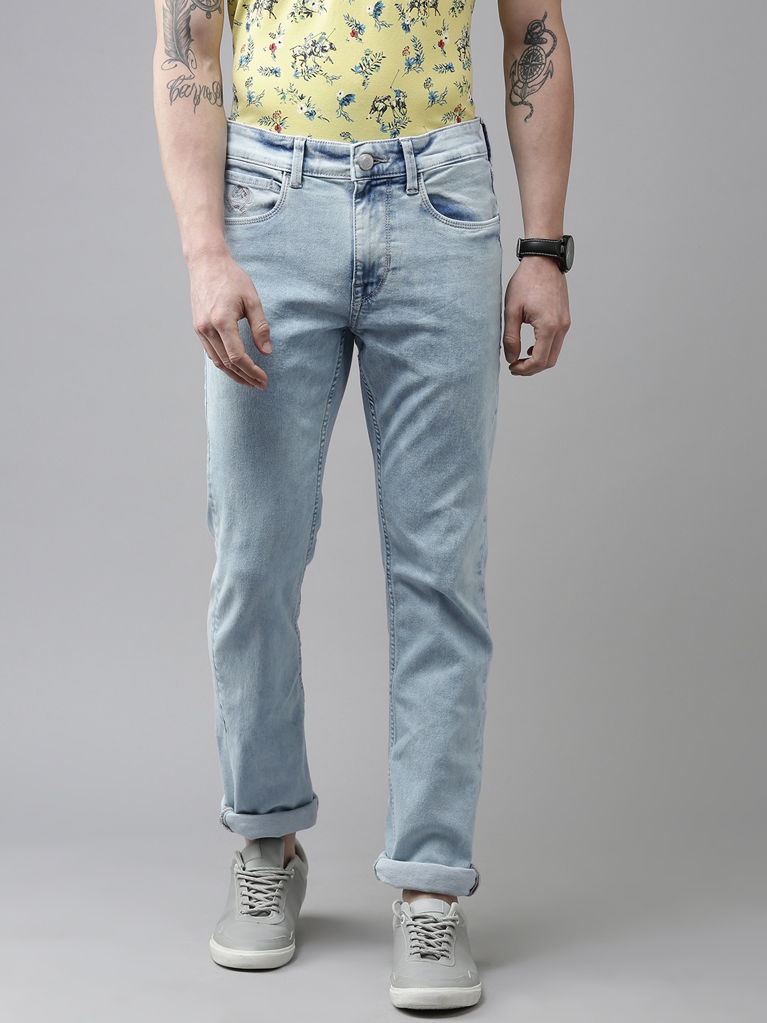 

U S Polo Assn Denim Co Men Blue Brandson Slim Tapered Fit Light Fade Mid Rise Jeans