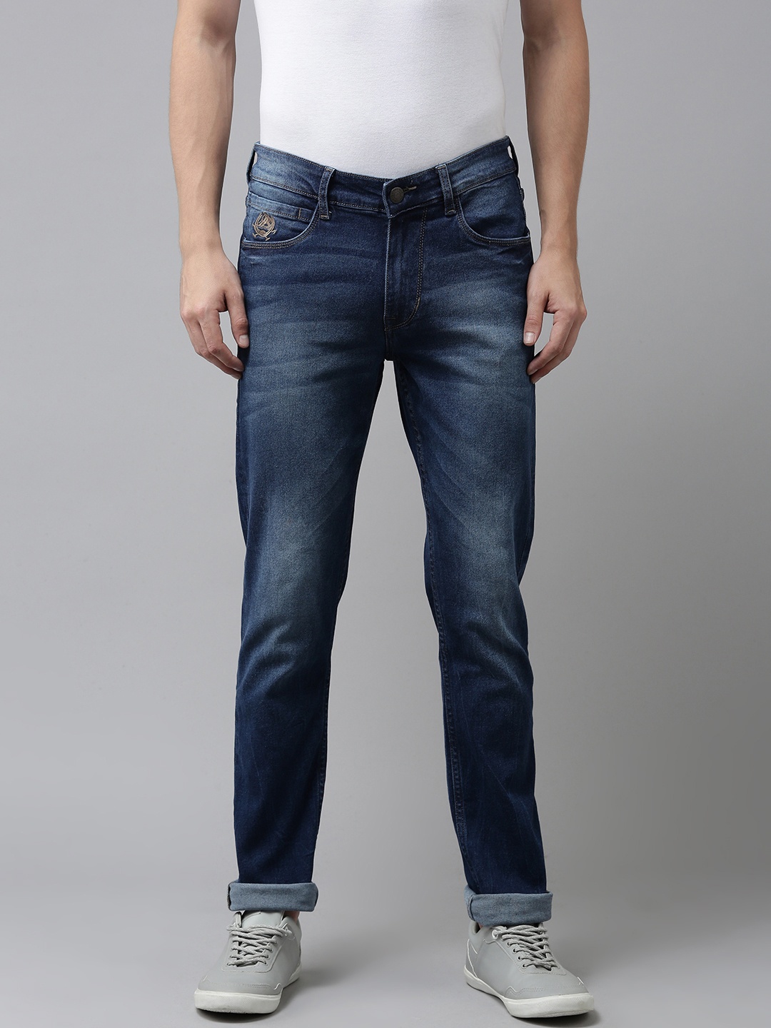 

U S Polo Assn Denim Co Men Blue Slim Fit Mid-Rise Heavy Fade Clean Look Jeans