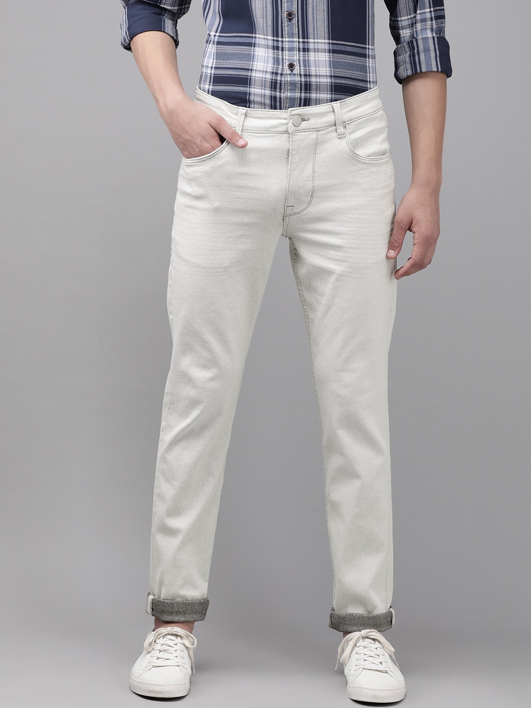 

U S Polo Assn Denim Co Men Grey Skinny Fit Mid-Rise Clean Look Stretchable Jeans