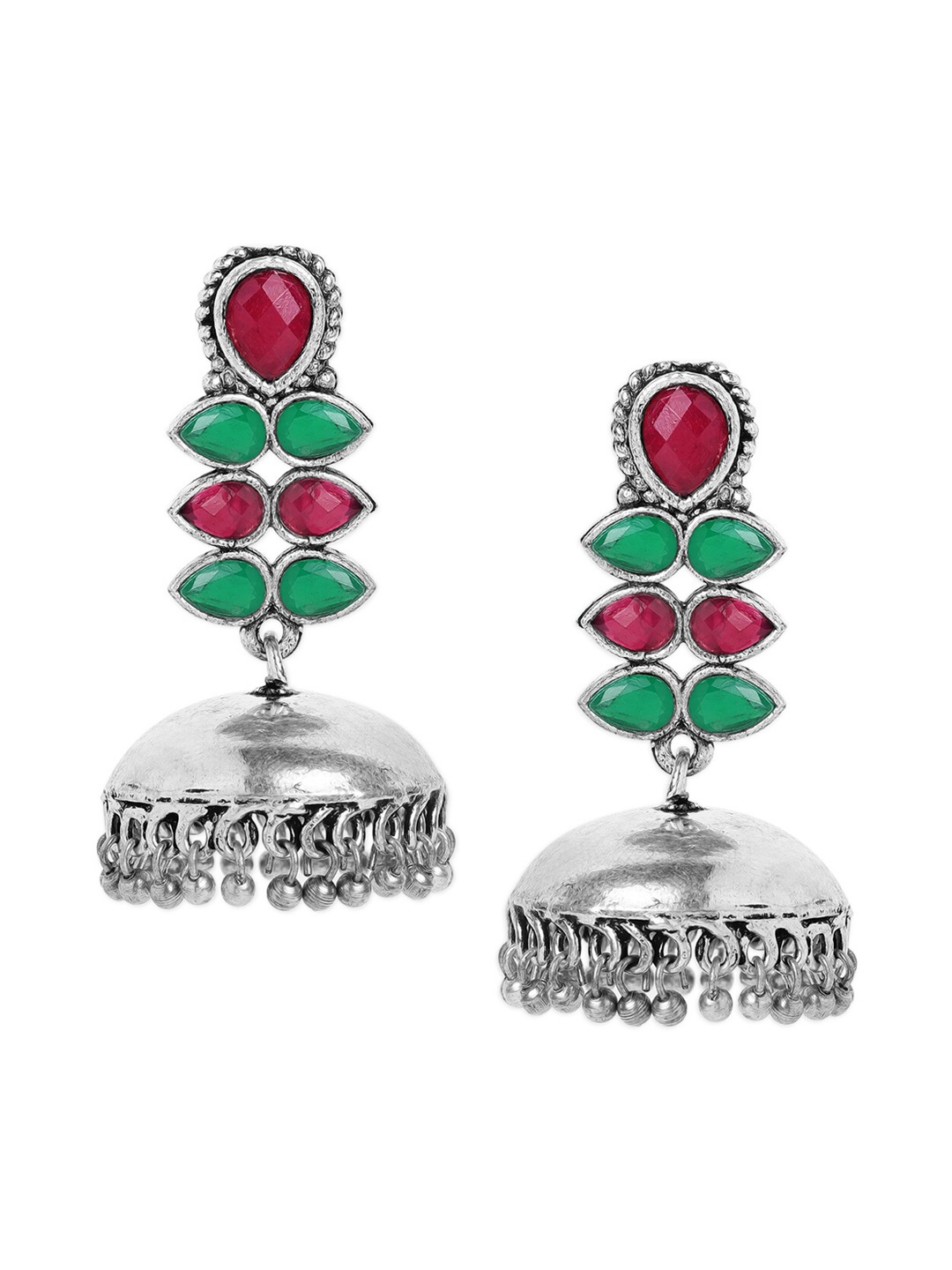 

Anouk Silver-Toned Contemporary Jhumkas Earrings