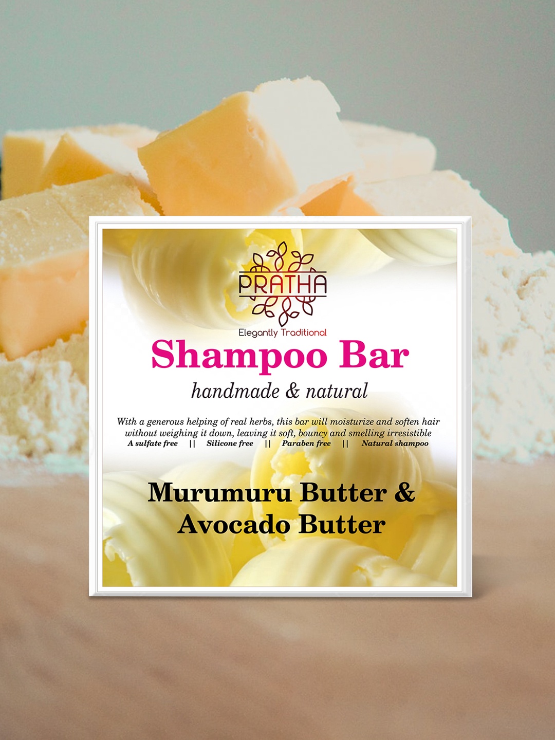 

Pratha Handmade & Natural Volumizing Murumuru Butter & Avocado Butter Shampoo Bar - 80 gm, Yellow