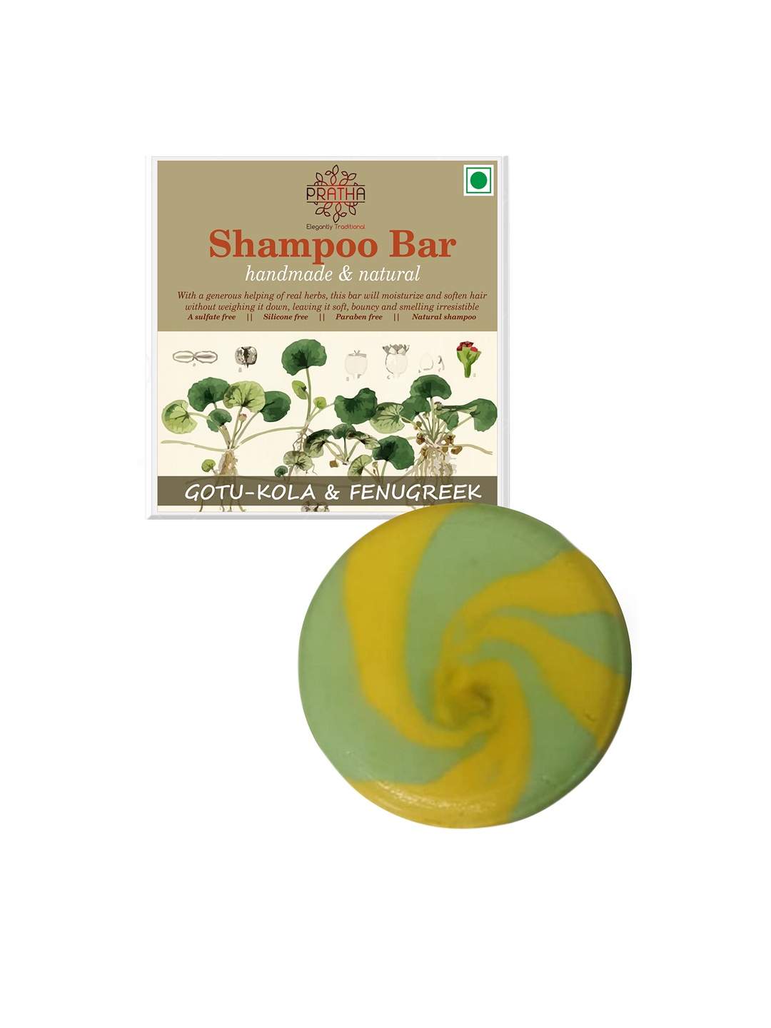 

Pratha Gotu Kola & Fenugreek Shampoo Bar for Dry, Colored & Damaged Hair, Yellow