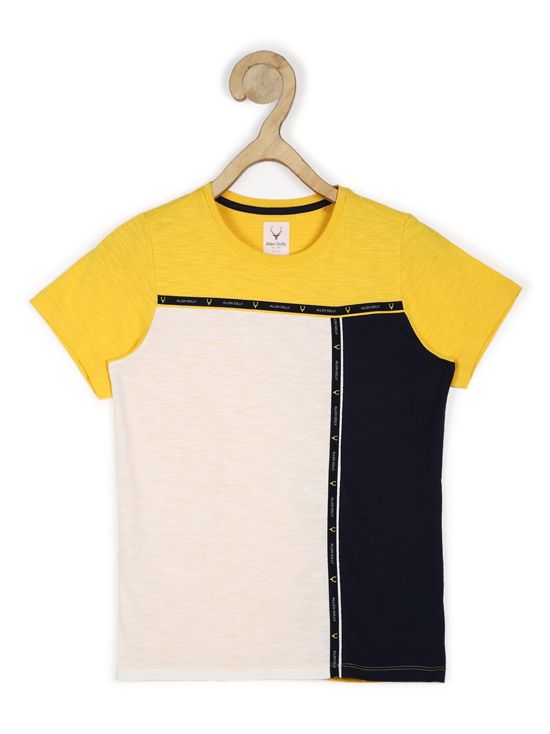 

Allen Solly Junior Boys Yellow & Off White Colourblocked T-shirt