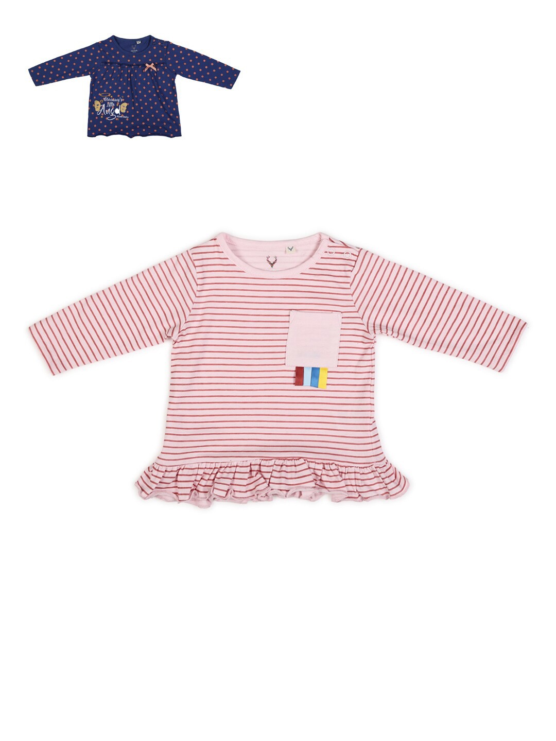 

Allen Solly Junior Girls Pack of 2 Striped T-shirts, Blue