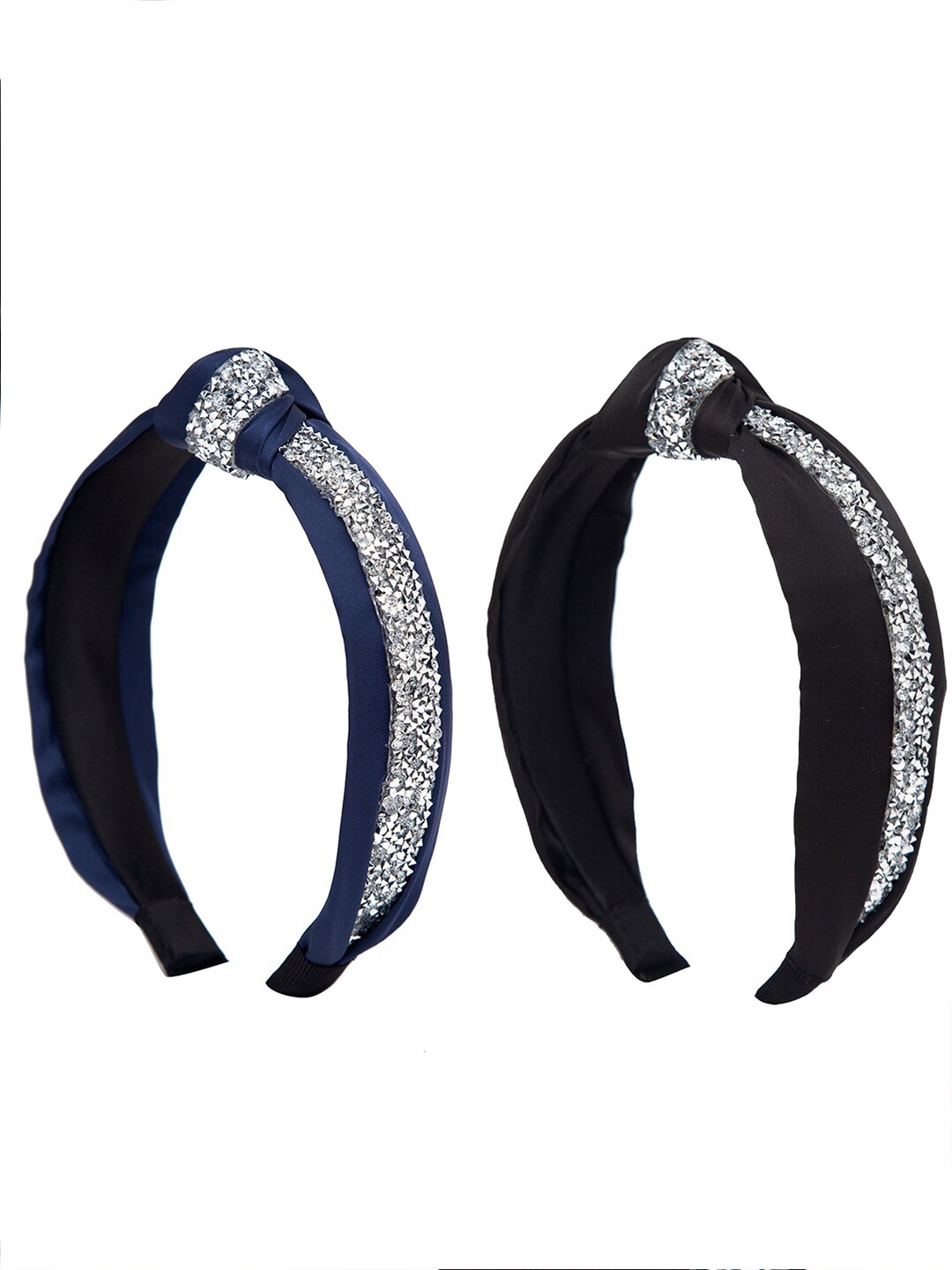 

YouBella Women Pack Of 2 Blue & Black Embellished Hairbands