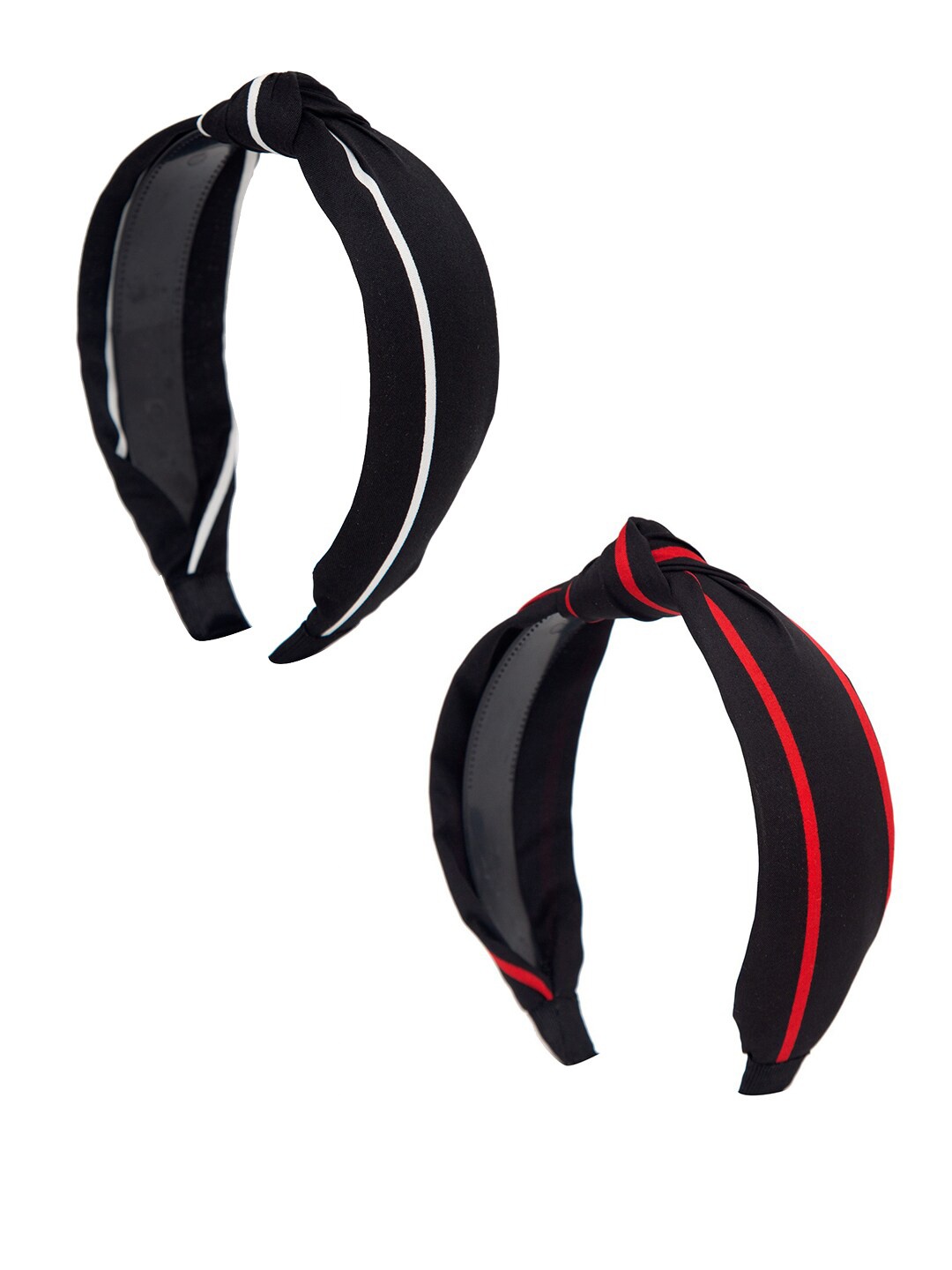 

YouBella Women Black & Red Set of 2 Striped Twisted Hairbands