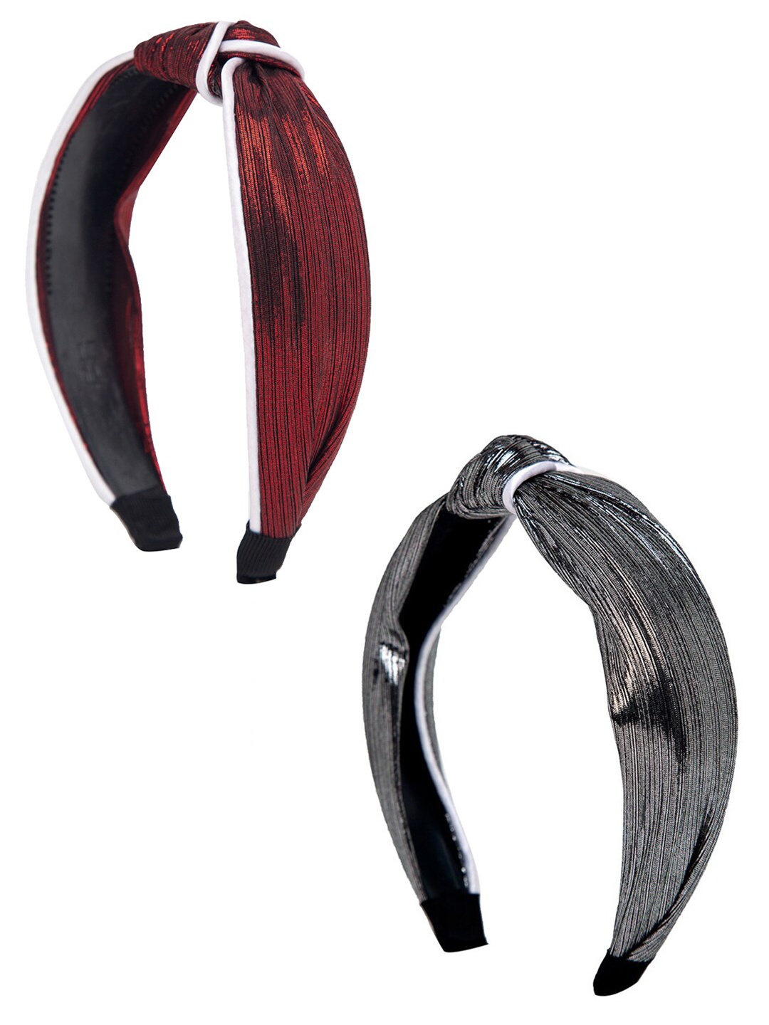 

YouBella Women Pack Of 2 Maroon & Grey Embellished Hairbands