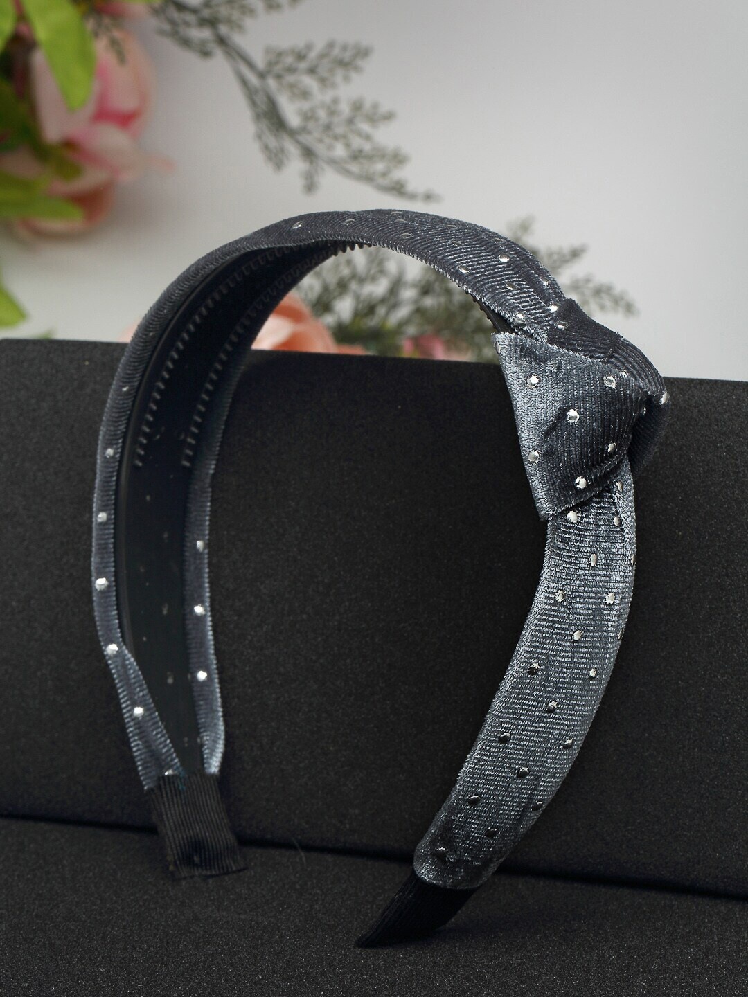 

YouBella Women Pack Of 2 Black & Grey Embellished Hairbands