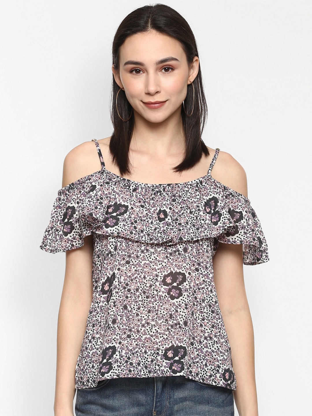 

Porsorte Purple Floral Regular Top