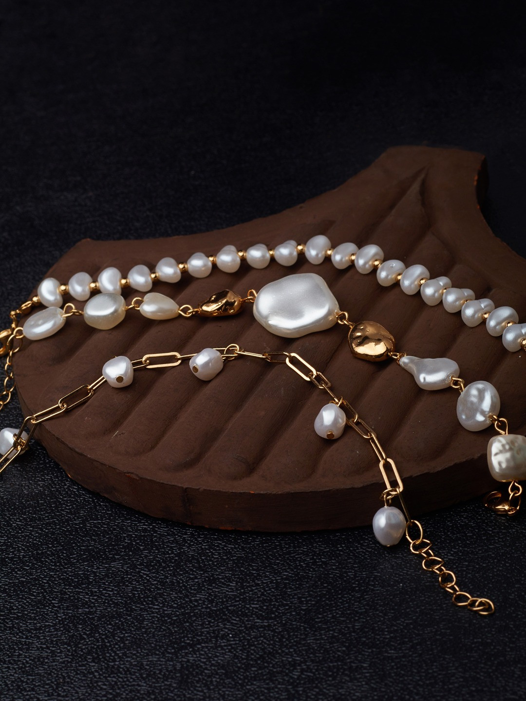 

AMI Women Set of 3 Gold-Toned & White Gold-Plated Link Bracelets