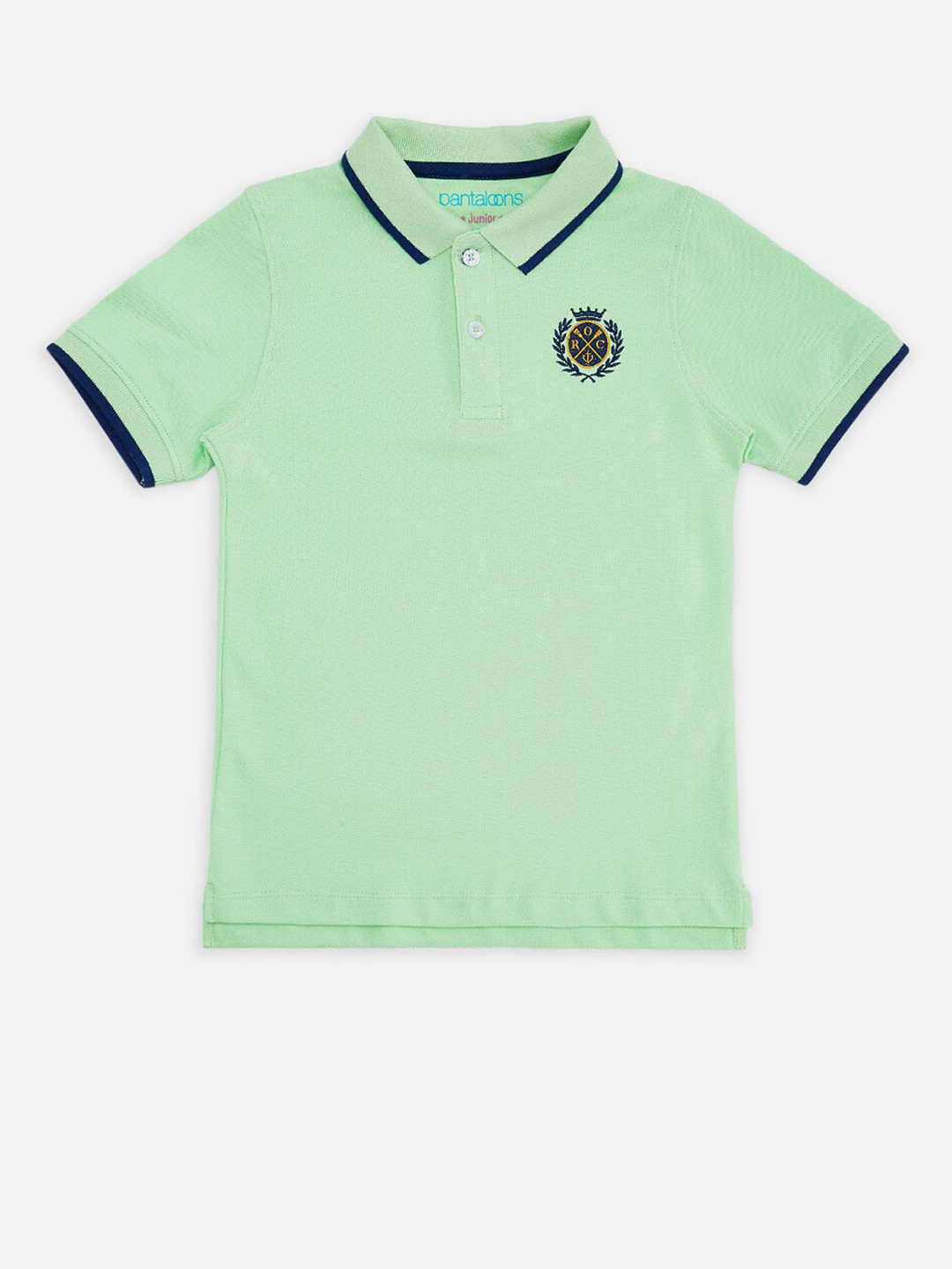 

Pantaloons Junior Boys Lime Green Polo Collar Pure Cotton T-shirt