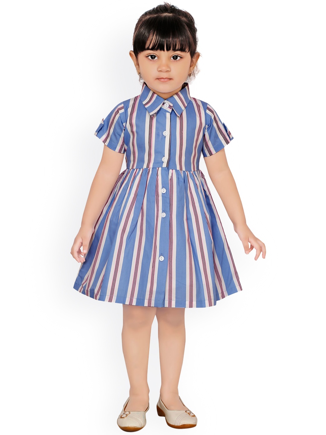 

RIKIDOOS Girls Blue Striped Dress