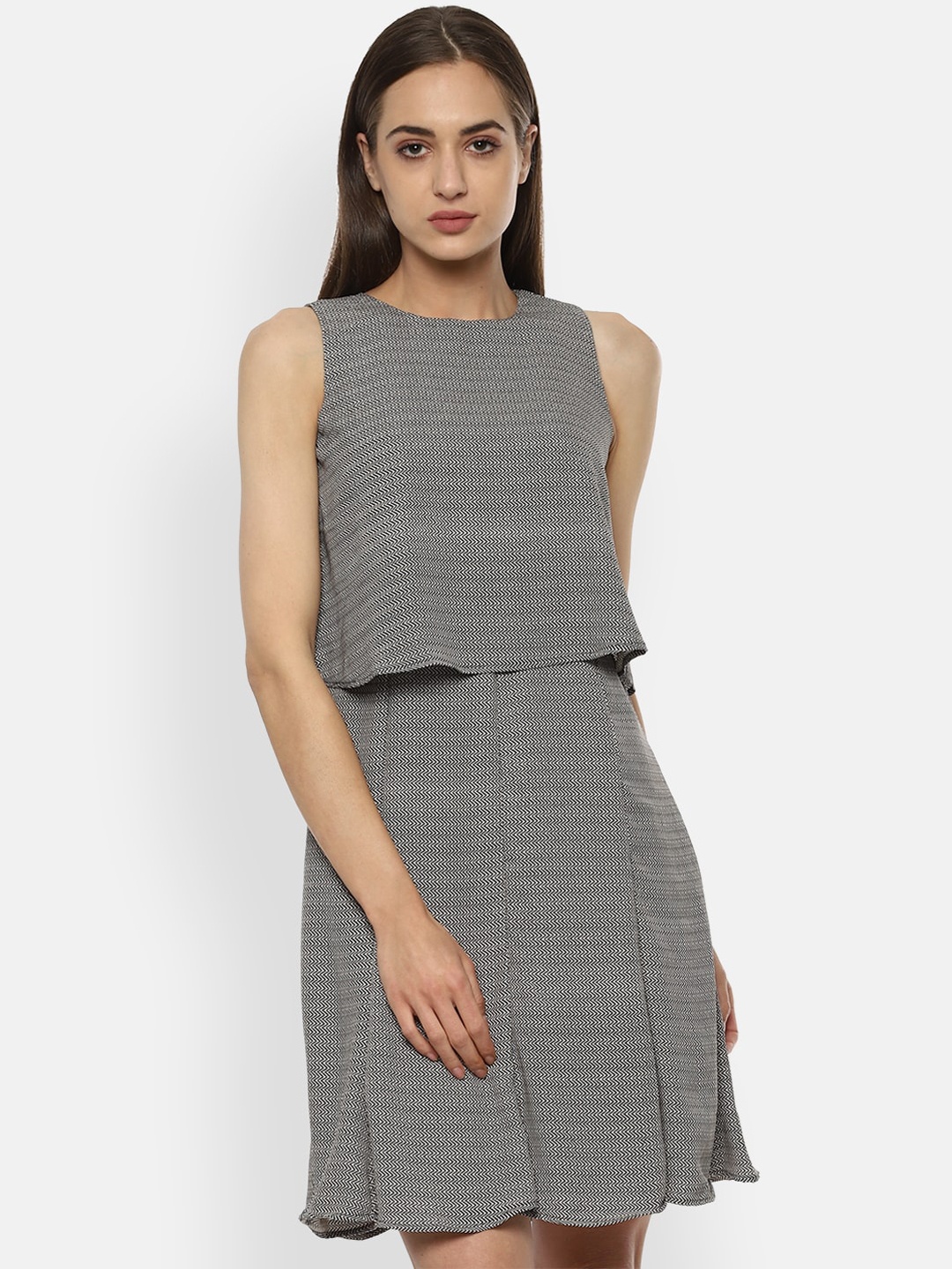 

Van Heusen Woman Black Geometric Printed Fit & Flare Dress