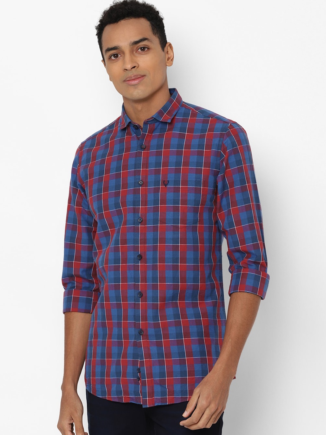 

Allen Solly Men Blue & Red Slim Fit Checked Casual Shirt