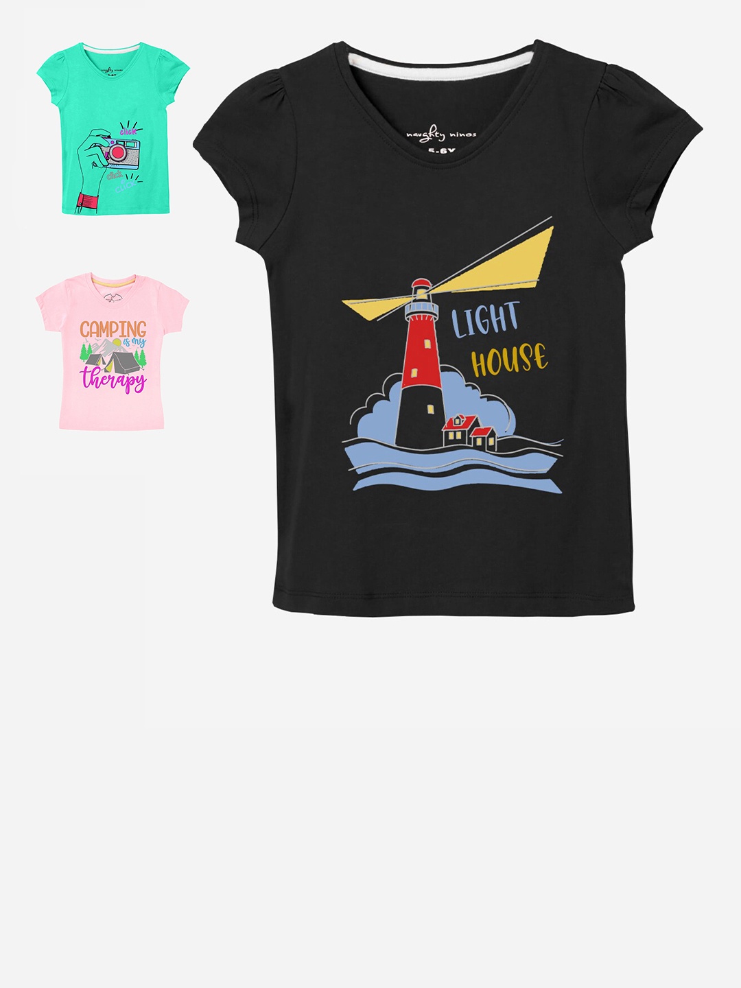 

Naughty Ninos Girls Pack Of 3 T-shirts, Black