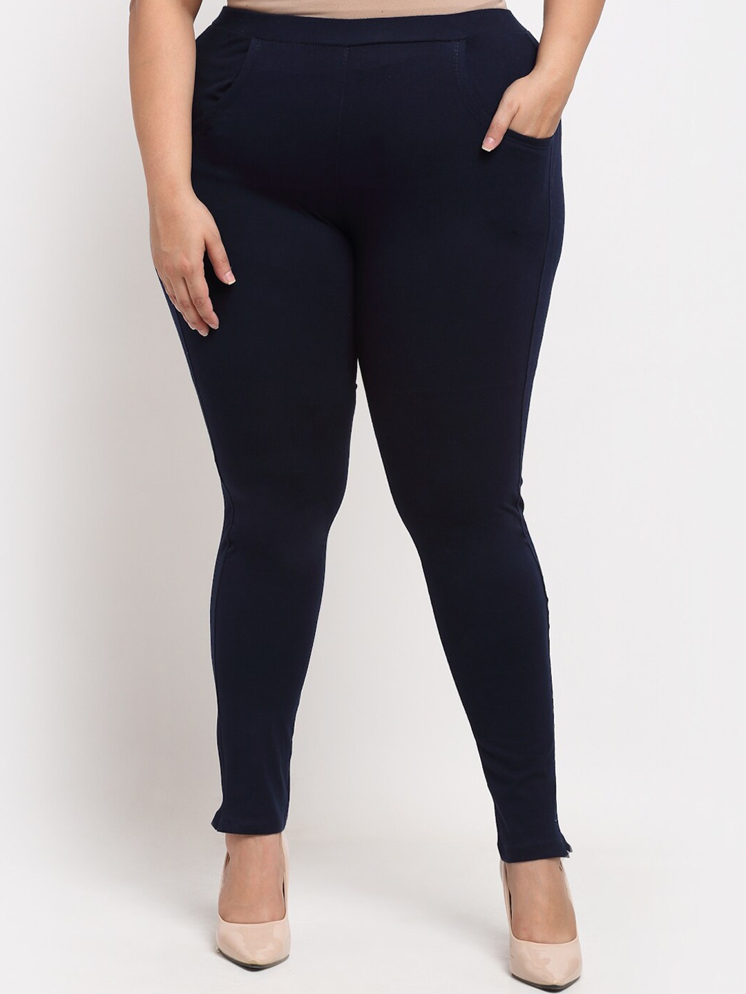 

TAG 7 PLUS Women Navy Blue Solid Ankle Length Leggings