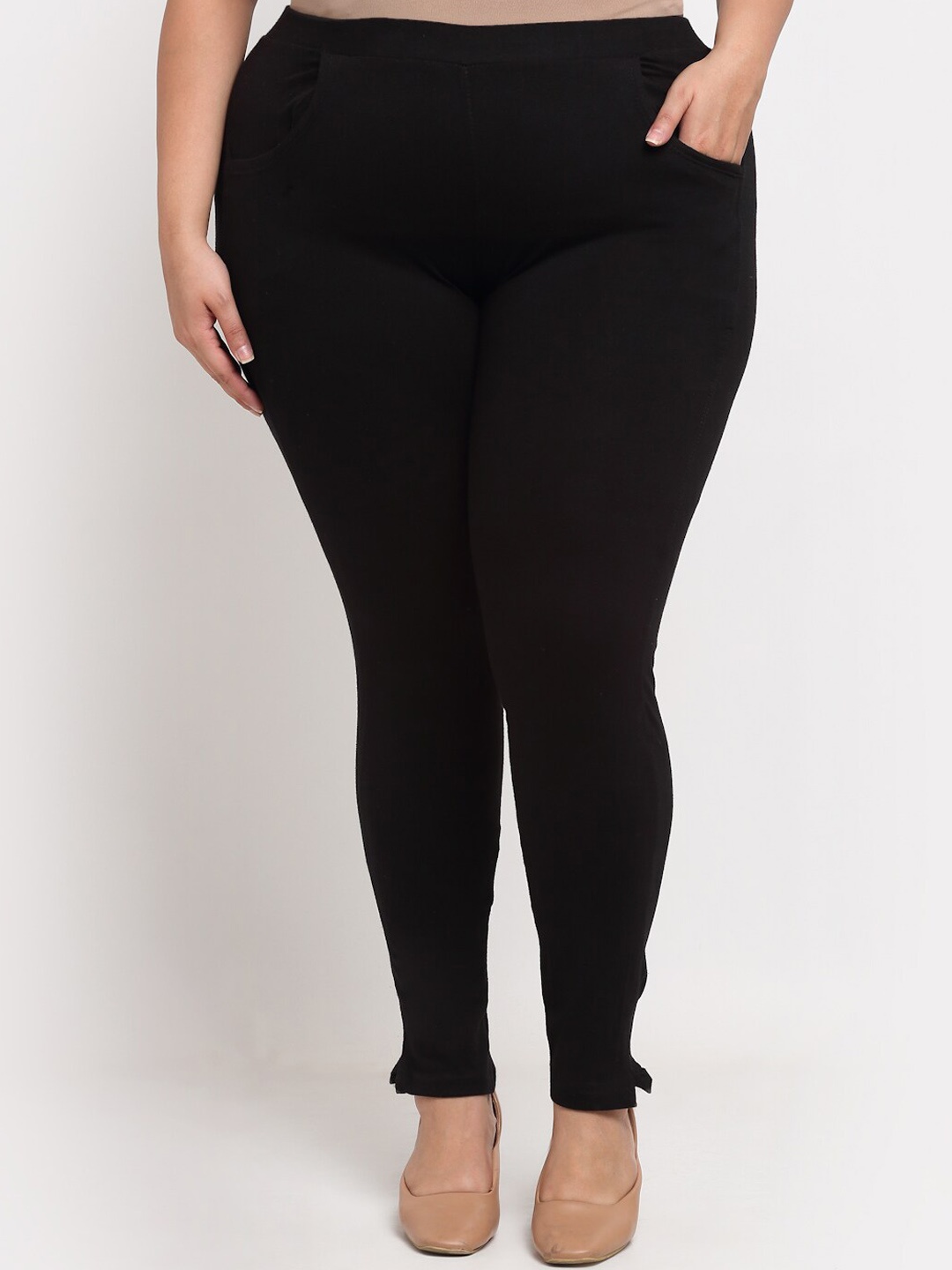 

TAG 7 PLUS Women Black Churidar-Length Leggings