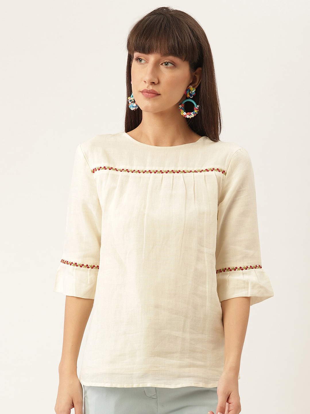 

ROOTED Off White Bell Sleeves Regular Top