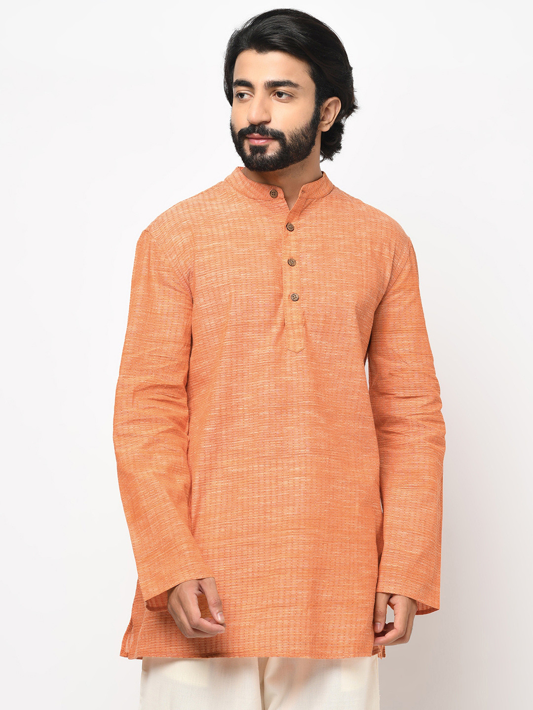 

Fabindia Men Orange Striped Kurta