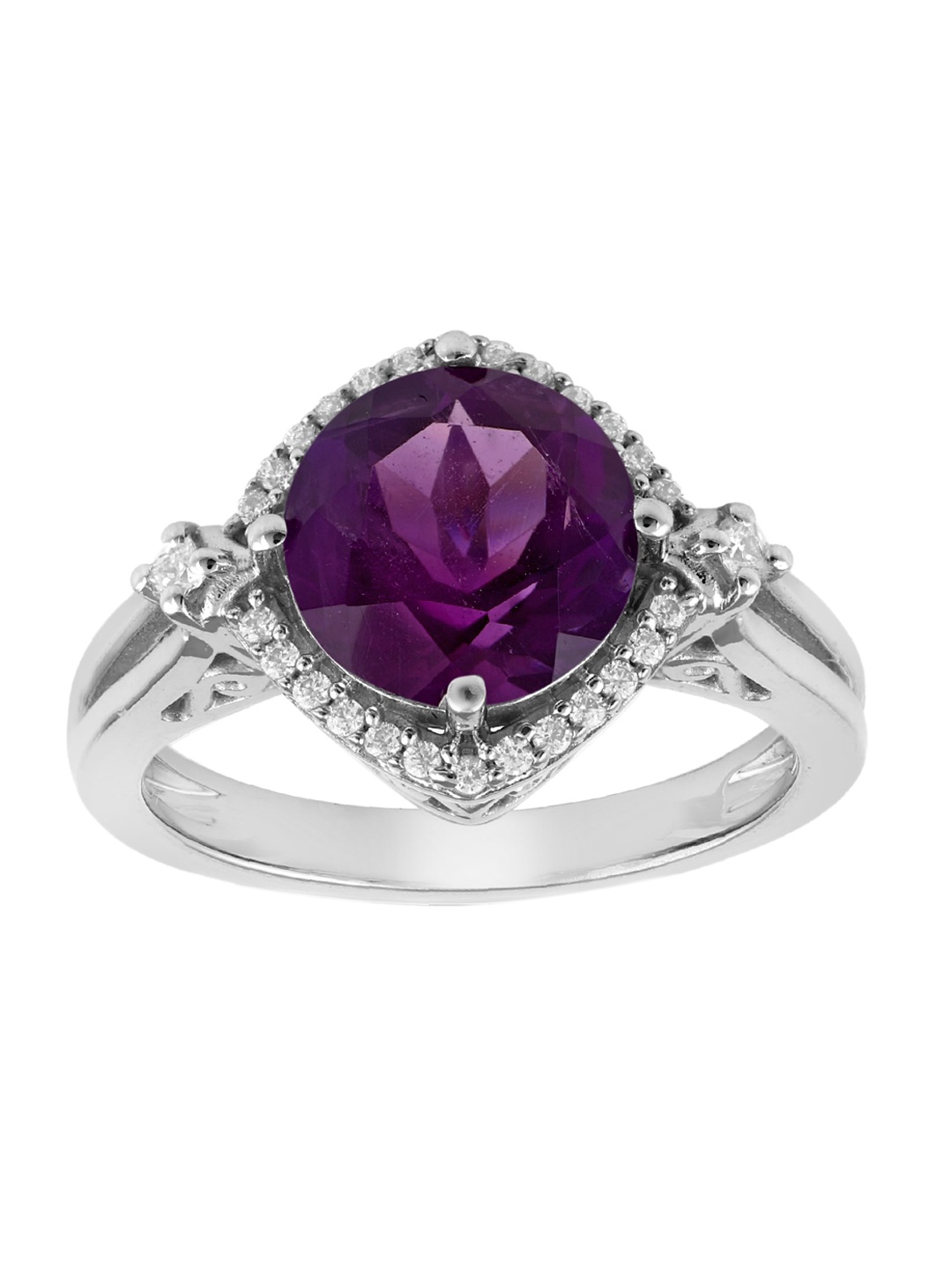 

LA SOULA 925 Burgundy Sterling Silver Rhodium-Plated Amethyst Gemstone Statement Ring