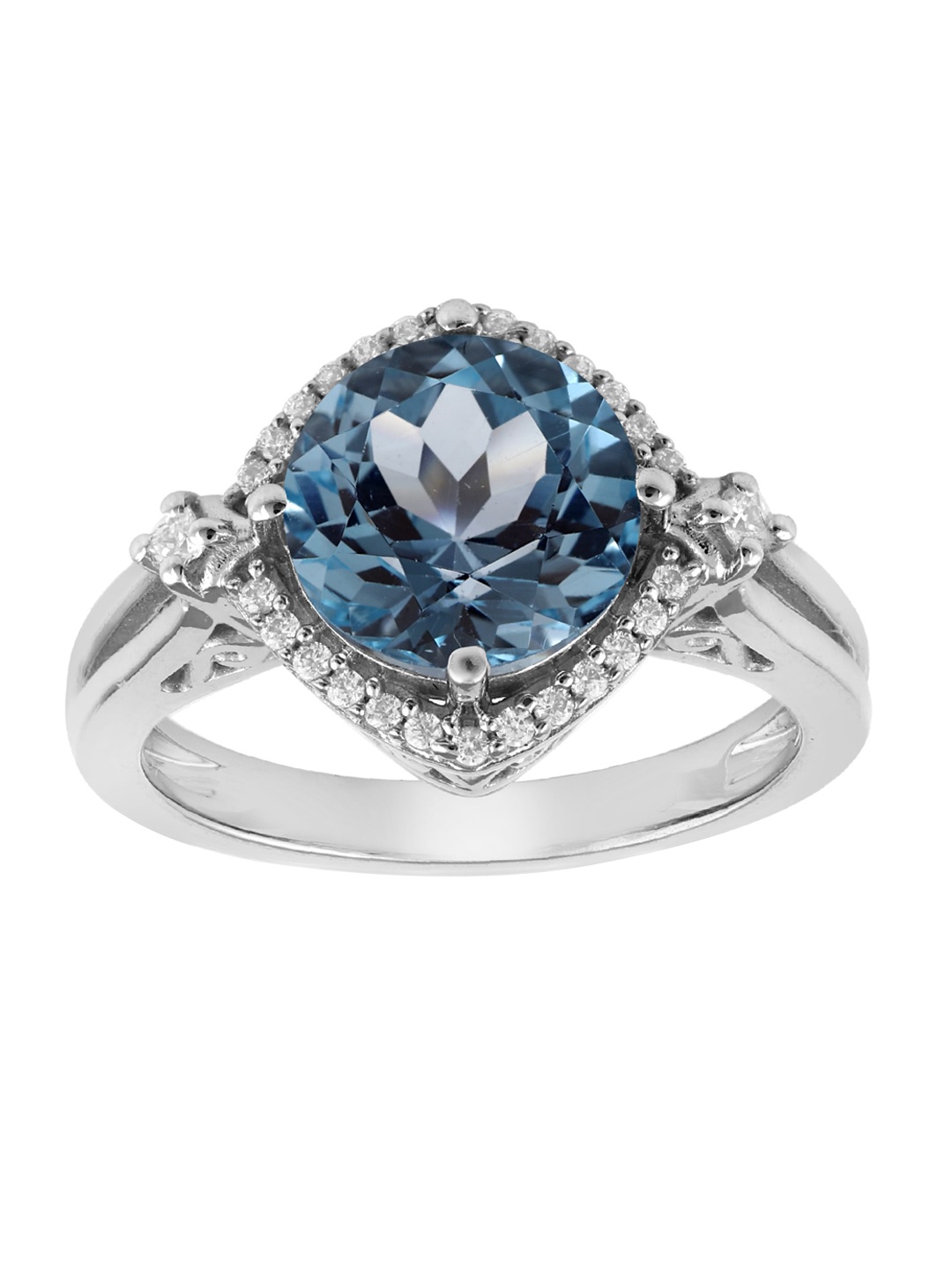 

LA SOULA Rhodium-Plated Silver-Toned & Blue Topaz-Studded Finger Ring