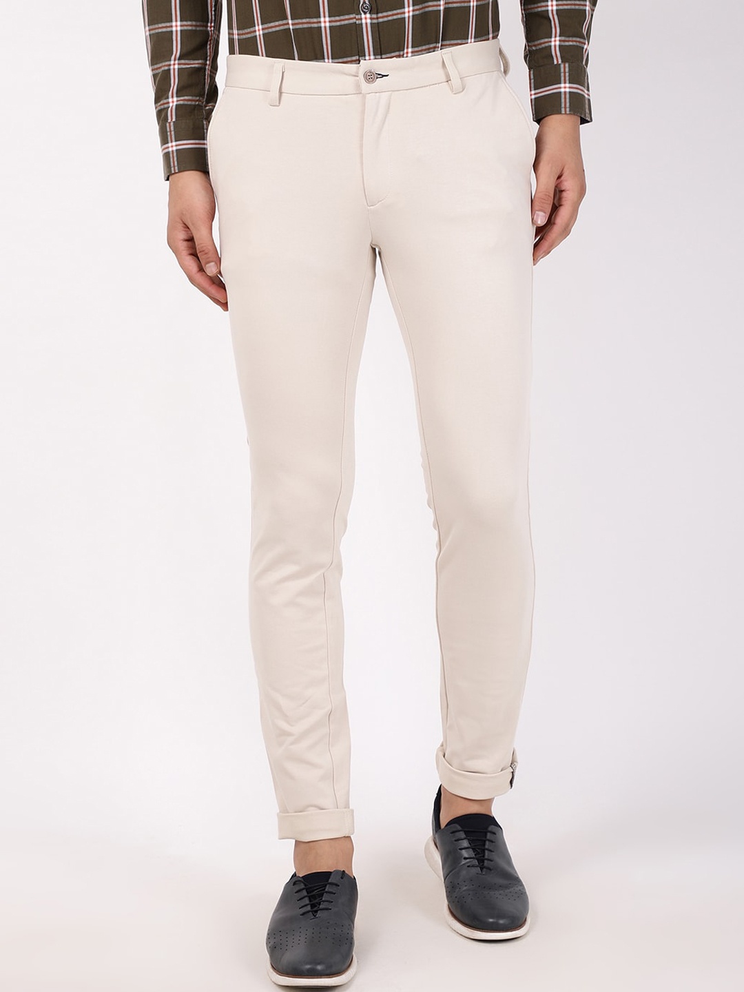 

Blackberrys Men Beige Skinny Fit Trousers