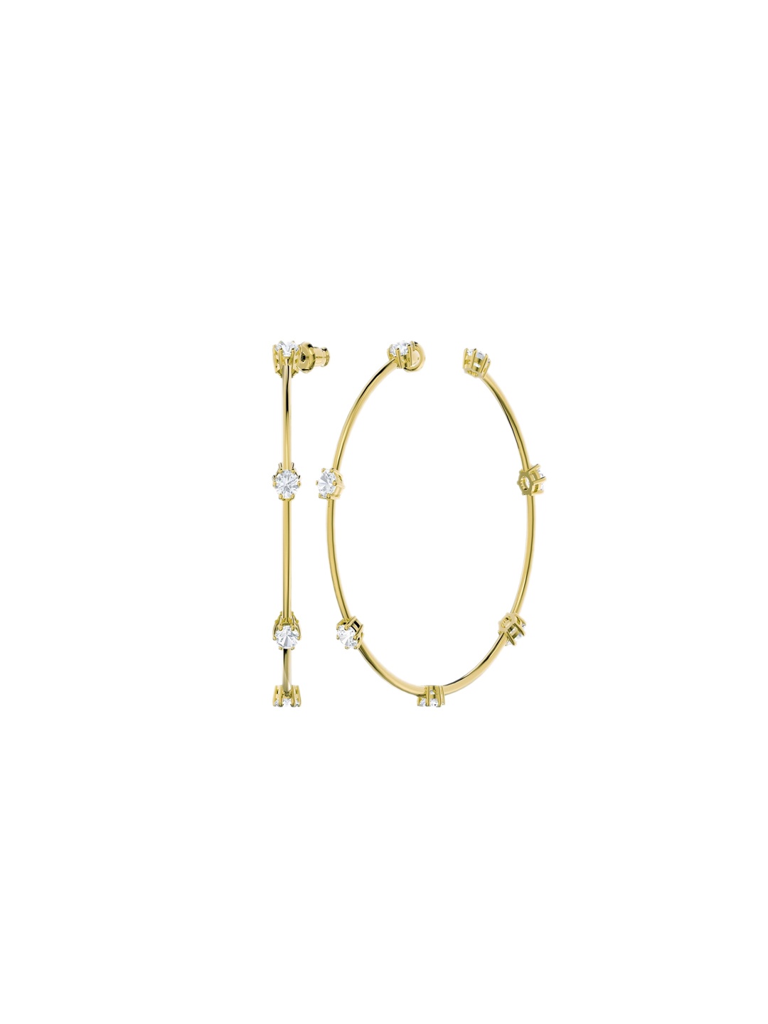 

SWAROVSKI Gold-Toned & White Circular Hoop Earrings