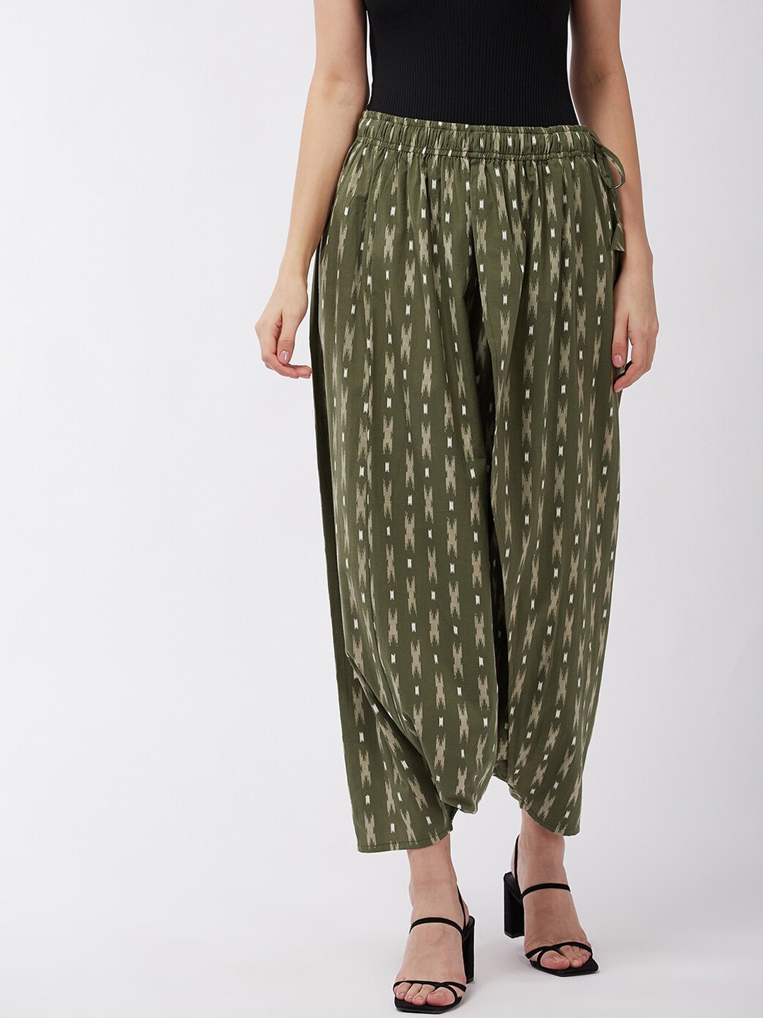 

InWeave Women Green Printed Cotton Harem Pants