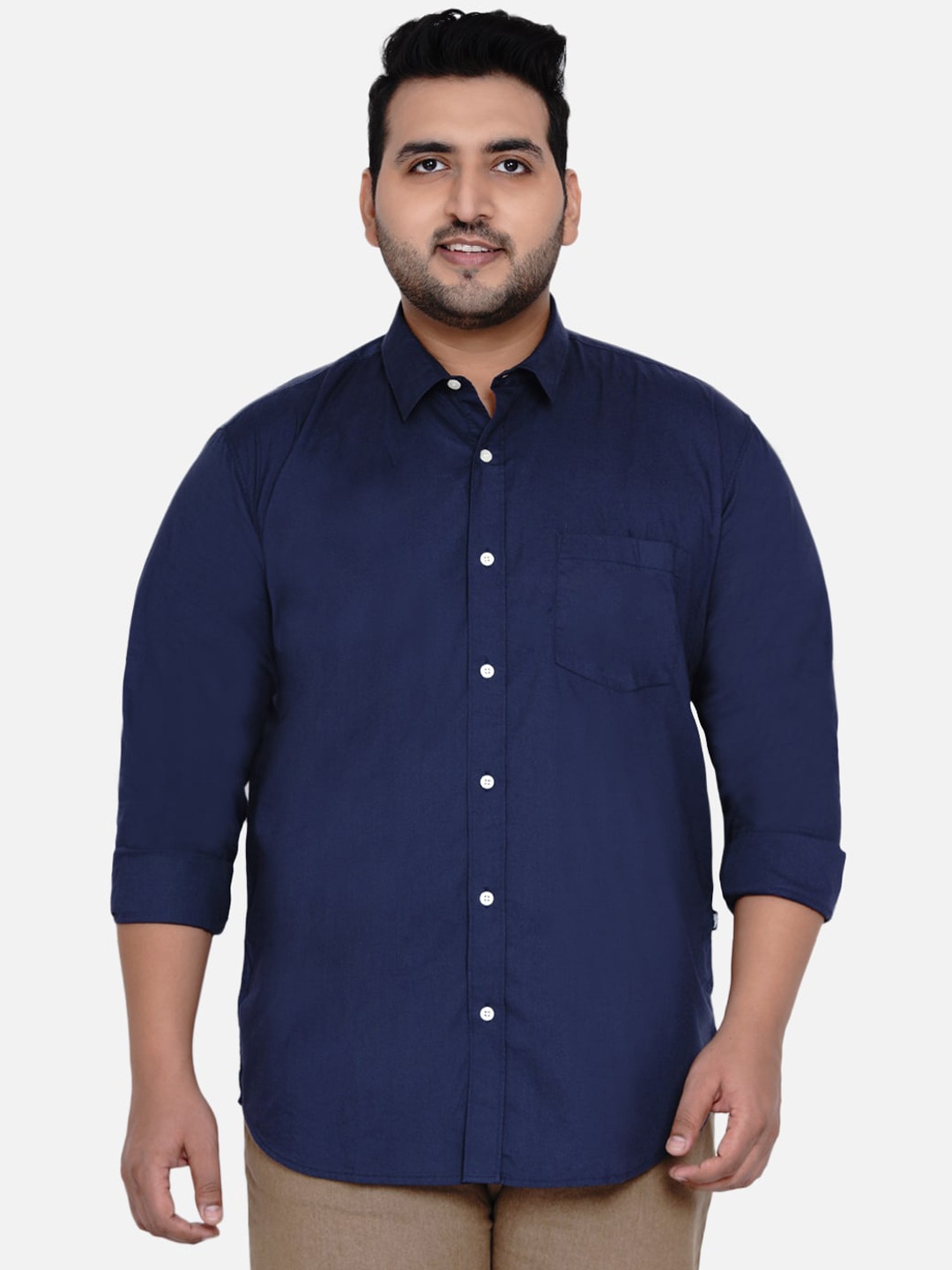 

John Pride Plus Size Opaque Casual Shirt, Blue