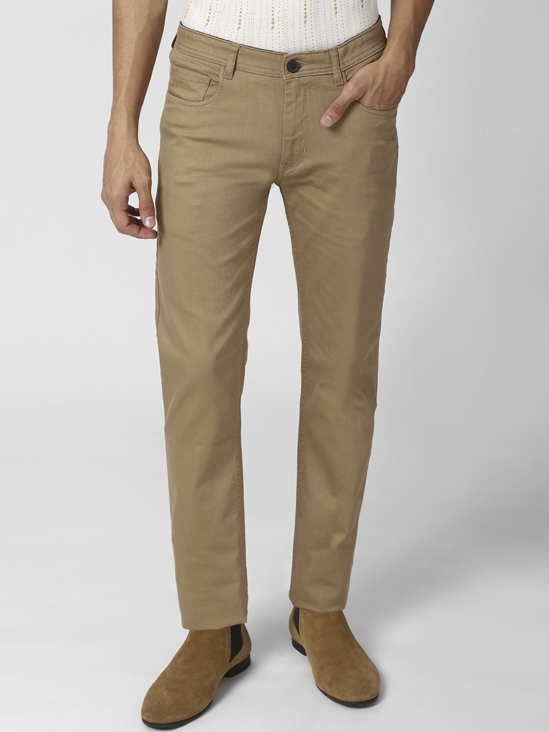 

Peter England Casuals Men Khaki Slim Fit Trousers