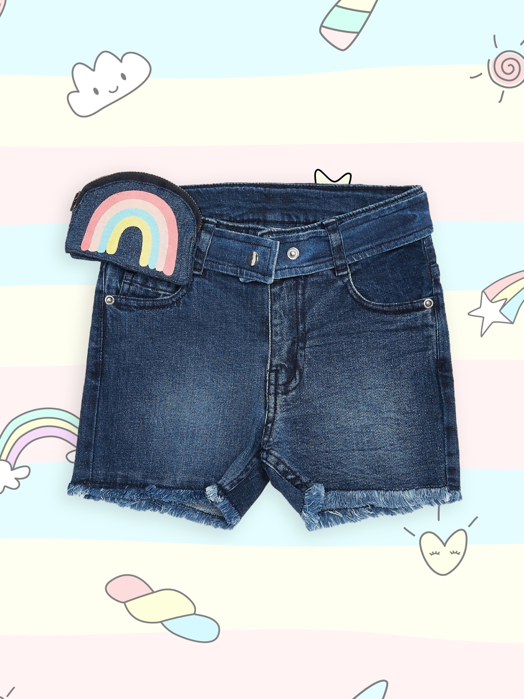 

Pantaloons Junior Girls Blue Washed Denim Shorts