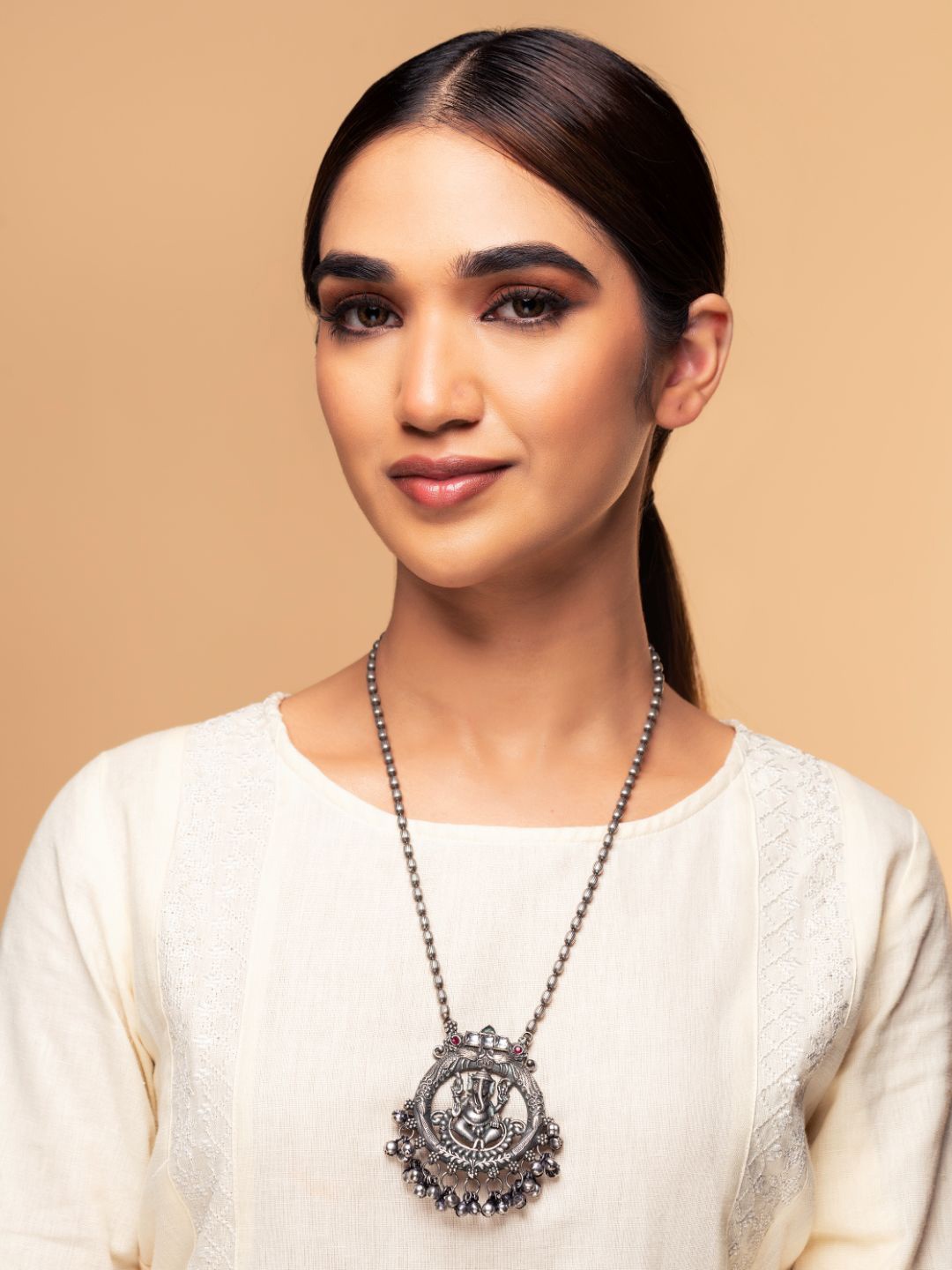 

Priyaasi Silver-Plated & Silver-Toned German Silver Handcrafted Necklace