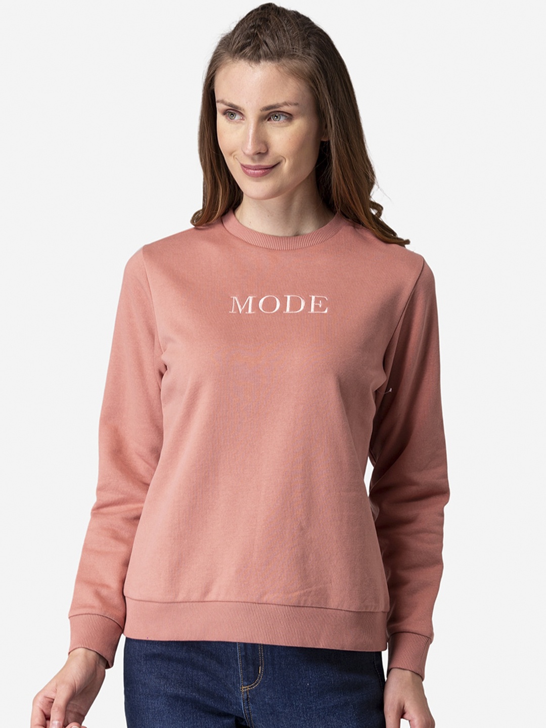 

Mode by Red Tape Women Peach-Coloured Sweatshirt