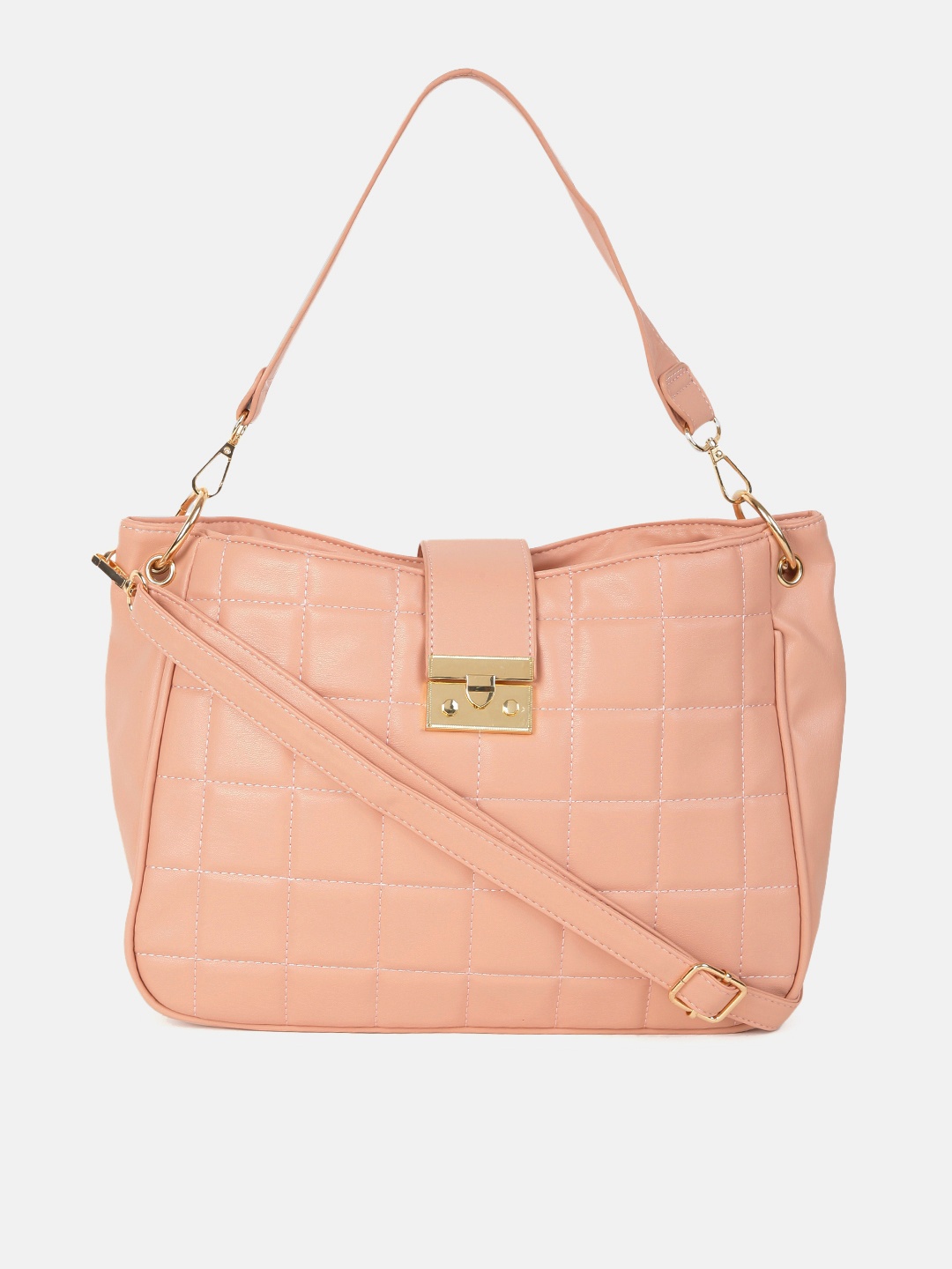 

DressBerry Nude Pink Textured Structured Handheld Bag