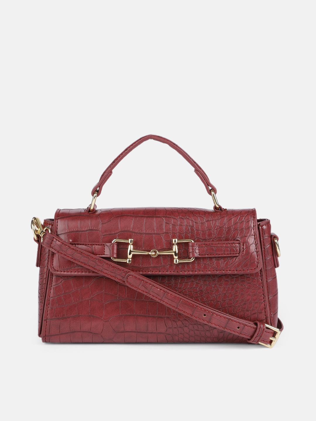 

Mast & Harbour Burgundy Animal Textured Structured Satchel